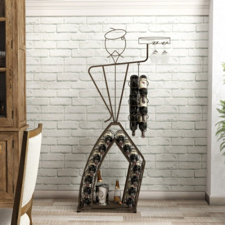 Unique Design Wine Bakers Rack, Freestanding Wine Rack With Storage Bottle, Wine Storage Home Bar For Liquor And Wine, Organizer For Kitchen, Dining Room