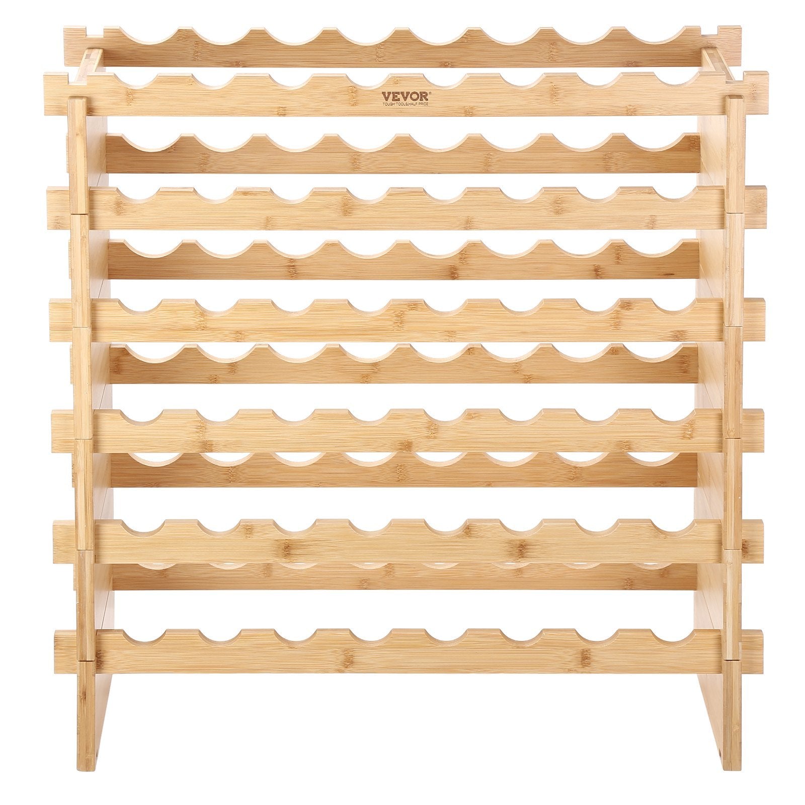 VEVOR 48 Bottle Stackable Modular Wine Rack Bamboo Wood Display Shelf 6-Tier