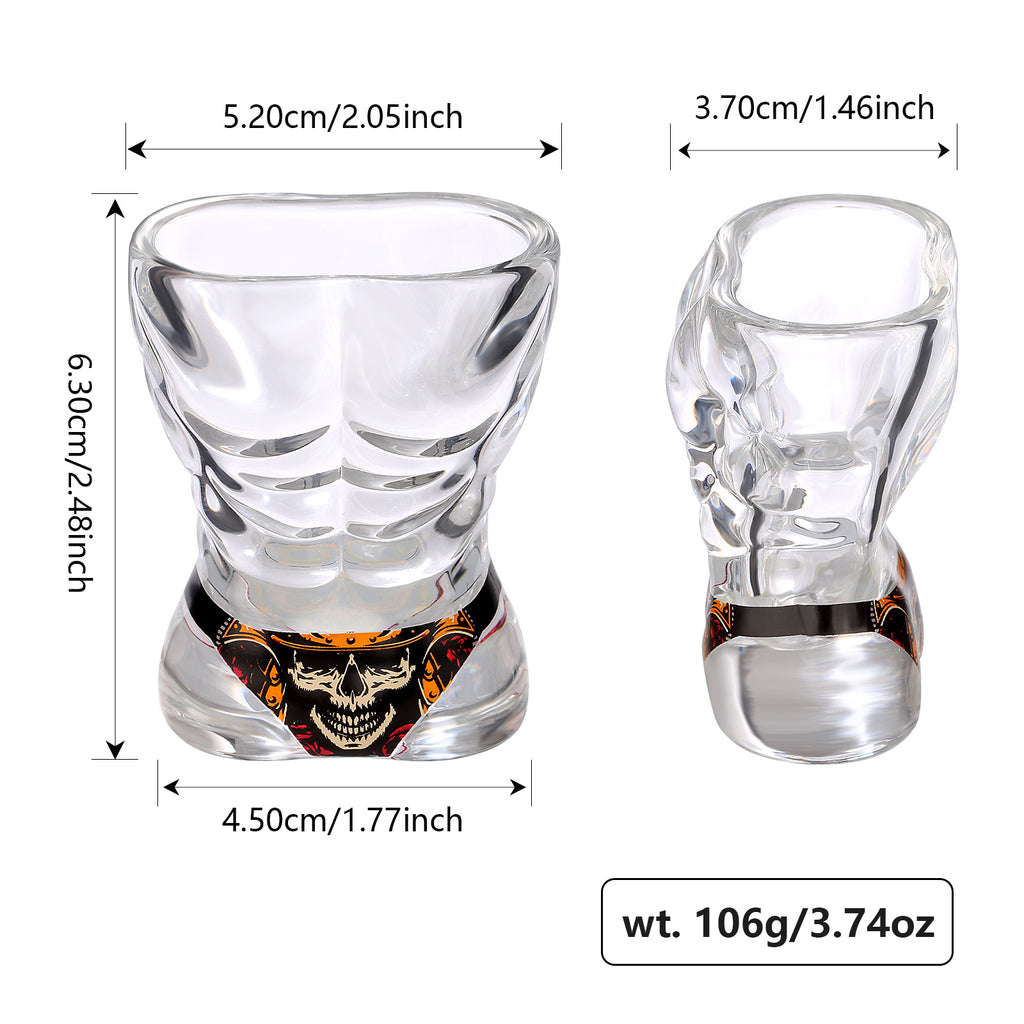 2 Pieces, Black Muscle Men's And Red Bikini Skull Style Glass Small Wine Glasses Bar Tools Christmas Gift, Halloween Gift, Birthday Gift, Company Party Gift, Universal Gift